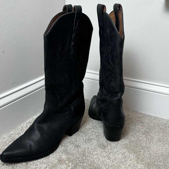 Jeffrey Campbell Anthropology Dagget Western Rodeo Black Leather Boho Chic Sz 10 - Picture 5 of 10